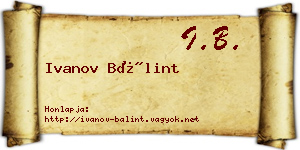Ivanov Bálint névjegykártya